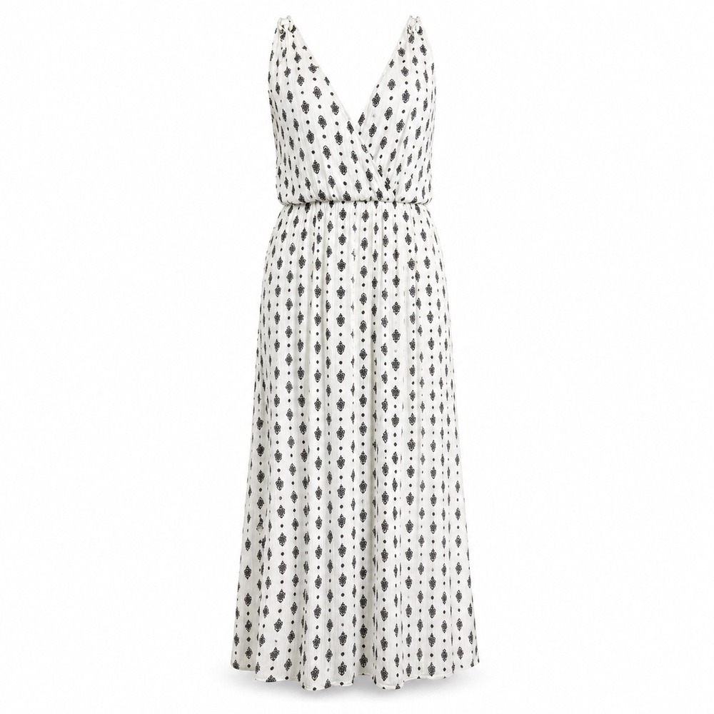 Blush White Black‎ Medallion Print Maxi Dress V-Neck S Boho Festival Summer